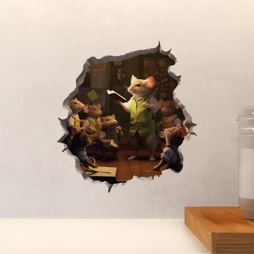 Miniatura 4 de Adhesivo de pared 3D con agujero de ratón para profesor masculino