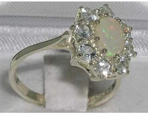 Miniatura 4 de Anillo de plata de ley 925 auténtica auténtica ópalo y aguamarina para mujer