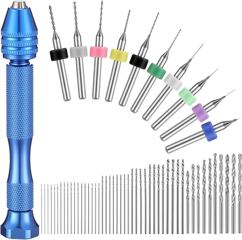 Miniatura 10 de El juego de 59 brocas de mano incluye 49 piezas de taladro de mano de tornillo de metal micro giro y 10 piezas de carburo de tungsteno PCB Negro