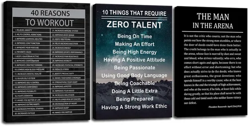 Miniatura 62 de Arte de Pared Motivacional 40 Razones para Entrenar 3 Piezas Pintura Impresión en Lienzo Decoración de Oficina Póster Mentalidad Millonaria