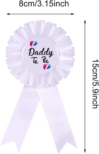 Miniatura 4 de NEWHAPPYLAND - Decoraciones para baby shower, banda y hojalata, insignias para mamá y papá, recuerdos de fiesta de revelación de género