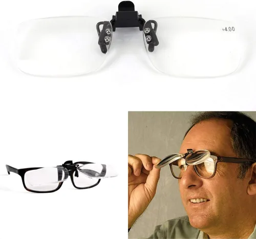 Miniatura 3 de Gafas de lectura con clip y lupa abatible, lupa, lentes para lectores unisex (2.0 x)