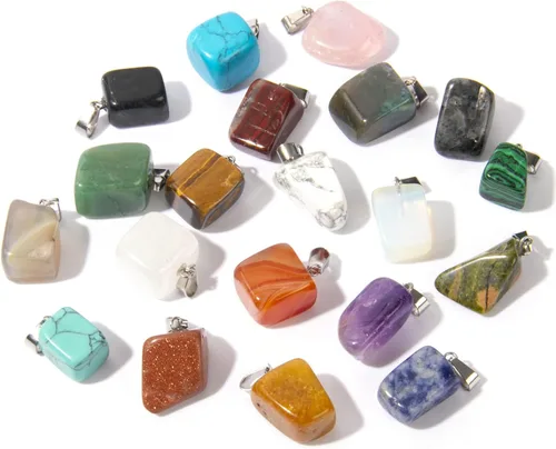 Cadikez 12 piezas colgantes de cruz de piedra natural, cristales curativos de cuarzo chakra reiki colgantes de piedras preciosas dijes a granel para
