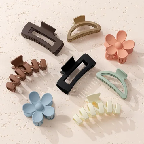 Miniatura 12 de Sunolga 8 pinzas para cabello para mujer, pinzas de garra con forma de flor para cabello grueso, accesorios para cabello antideslizantes