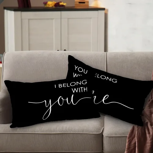 Miniatura 2 de (RB) - Juego de 2 fundas de almohada de franela con texto en inglés "I Belong with You, You Belong with Me", 12 x 20 pulgadas, regalos