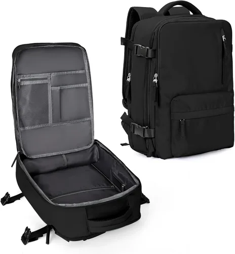Miniatura 38 de WONHOX - Mochila grande, aprobada para vuelo, unisex, para viajes, trabajo, negocios o laptop, a1-Negro, Medium