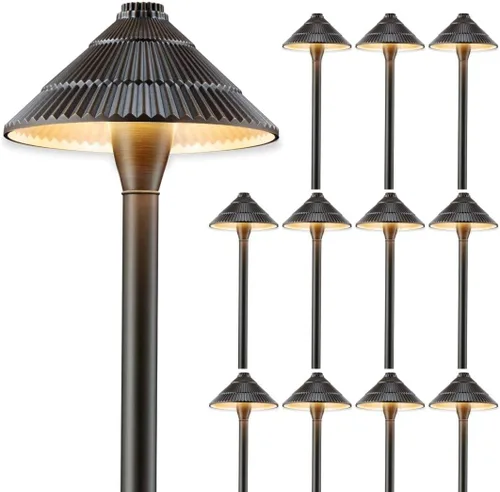 Miniatura 13 de Gardenreet Luces de camino de bajo voltaje de latón, luces LED de camino de paisaje, luces de patio al aire libre impermeables IP65, 12 V con cable
