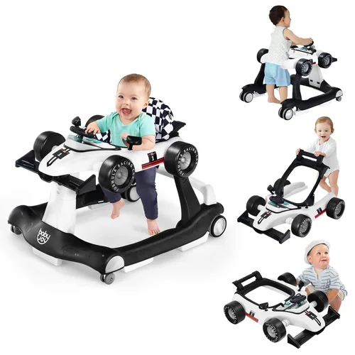 Miniatura 14 de BABY JOY Andador de bebé 4 en 1, Andador de actividad plegable con altura y velocidad ajustables, música, luces, antivuelco, andador de empuje