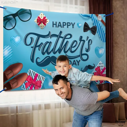 Miniatura 6 de KatchOn Cartel de feliz día del padre, extragrande, 72 x 44 pulgadas, decoración azul del día del padre para fiesta y hogar
