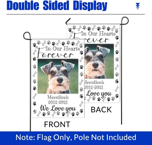 Miniatura 5 de Bandera Conmemorativa Personalizada - Banderas Conmemorativas de Jardín para Mascotas Perros en Memoria Amorosa con Foto Nombre Fecha para Bandera