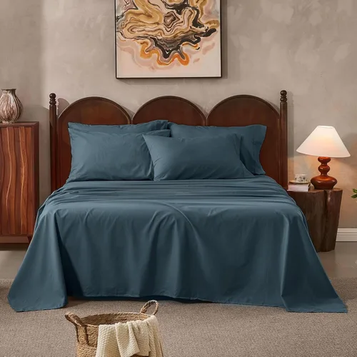 Miniatura 10 de Juego de sábanas de lino 100% tamaño King, juego de sábanas de lino transpirable y duradero de 4 piezas, ropa de cama suave para todas