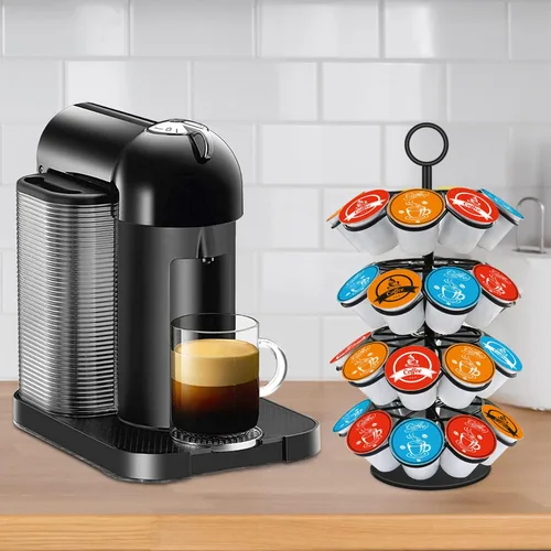 Miniatura 5 de Organizador de carrusel de cápsulas de café compatible con 36 cápsulas de taza Negro