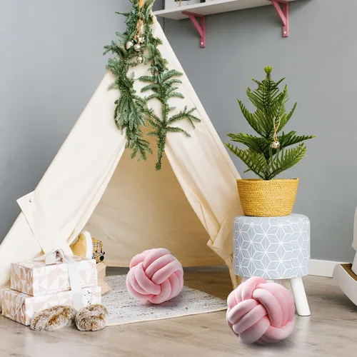 Miniatura 5 de Namalu 2 almohadas redondas de felpa con nudo, suaves y estéticas, para aliviar el estrés, lindas almohadas decorativas anudadas para la decoración