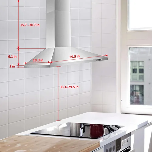 Miniatura 6 de SNDOAS Campana Extractora de 30 Pulgadas, Campana de Cocina de Montaje en Pared en Acero Inoxidable con Convertibilidad de Conducto/Sin Conducto