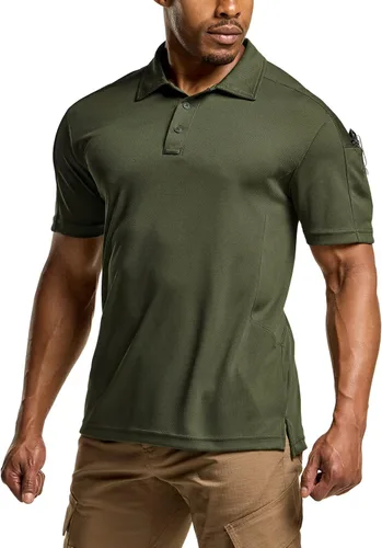 CQR - Camiseta tipo polo estilo piqué para hombre, diseños tácticos de manga corta y larga para golf, tela Dry Fit ligera, con FPU 50+ para