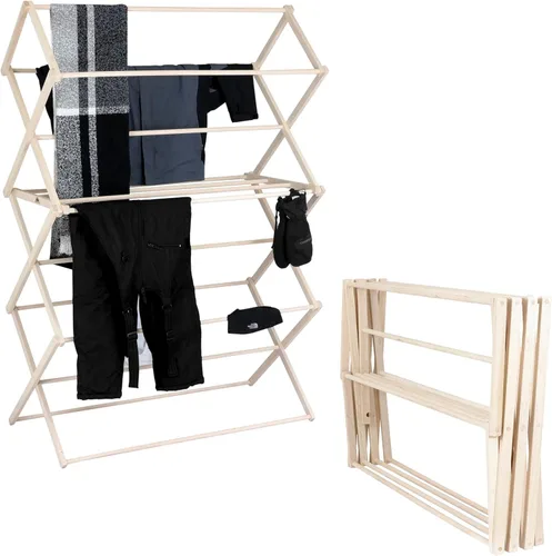Pennsylvania Woodworks Estante de secado de ropa: Estante de madera dura de arce macizo para mantas, toallas, ropa de cama y más, estante de secado