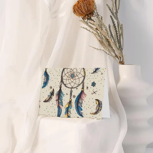 Miniatura 6 de Tarjetas de cumpleaños con sobres, atrapasueños y luna, tarjetas de boda, tarjetas de condolencias, tarjetas de agradecimiento en blanco dentro