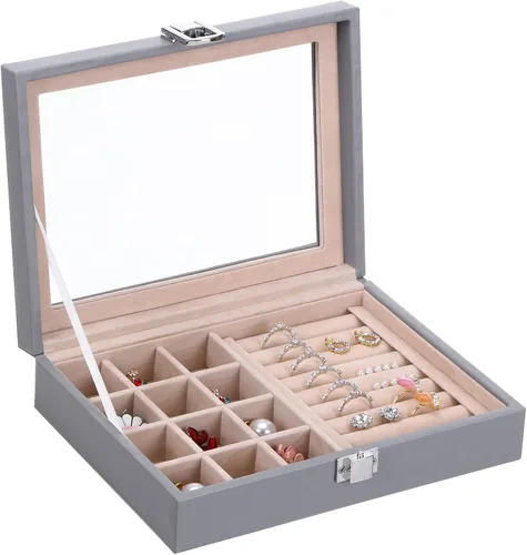 BEWISHOME Soporte para anillos y organizador de aretes, organizador de almacenamiento de aretes para adolescentes y mujeres, bandejas organizadoras