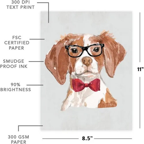 Miniatura 50 de Andaz Press Póster impreso para pared de perro, 8.5 x 11 pulgadas, Bulldog inglés con gafas negras, 1 paquete, regalo de cumpleaños de Navidad, sin