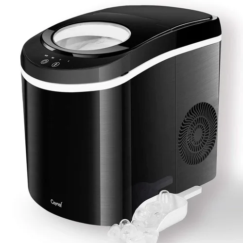 Caynel Máquina para hacer hielo para encimera, 9 cubitos de hielo listos en 6 minutos, 26 libras/24 horas, luces indicadoras LED, compacta,