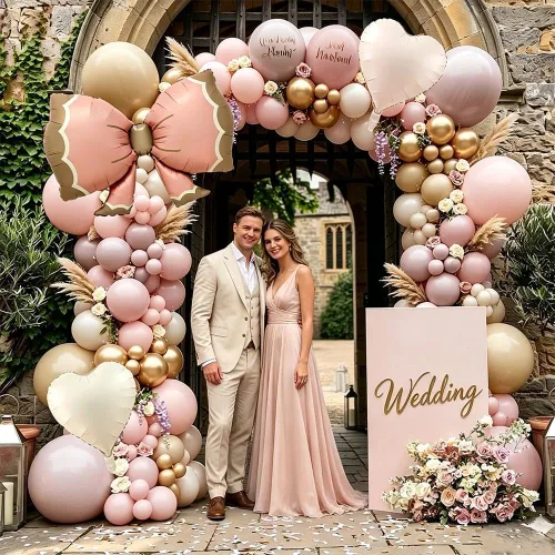 Miniatura 6 de Dusty Pink Beige Balloon Arch Kit Double Stuffed Blush Cream Gold Latex Balloons Pink Brown Neutral Tan Balloon Garland Perfect for Boho Baby Shower