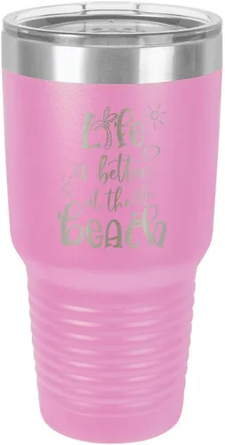 Miniatura 19 de La vida es mejor en la playa 3 grabado 30 oz vaso de acero con recubrimiento de polvo grabado láser taza de viaje de camello polar libre de BPA