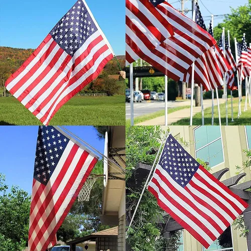 Miniatura 6 de Bandera americana de 2 x 3 pies para interiores y exteriores - Banderas de Estados Unidos de poliéster y nailon - Bordes de doble costura con ojales