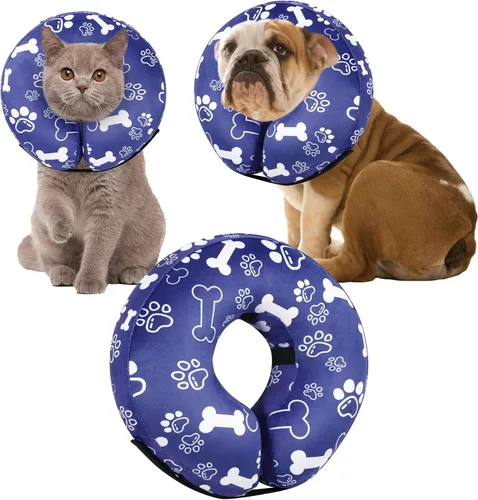 Miniatura 8 de Collar de Dona de Recuperación para Perros y Gatos, Collar de Cono de Perro Inflable Alternativa Después de la Cirugía, Cono Suave para Perros Azul