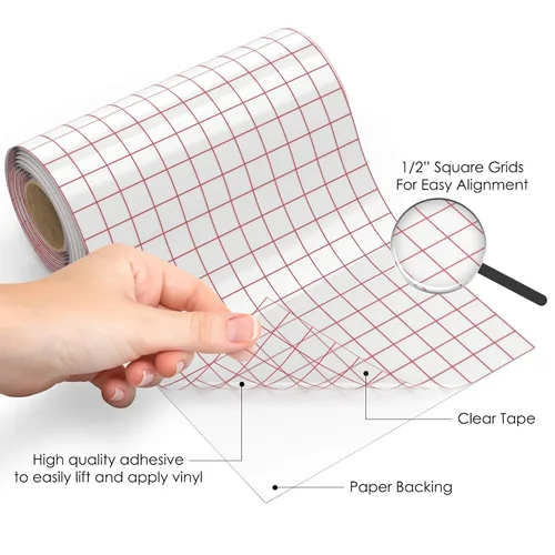 Miniatura 3 de Kassa Cinta de transferencia para vinilo, transparente, 6 pulgadas x 50 pies, 3 hojas de vinilo blanco y negro incluidas, compatible con Cricut