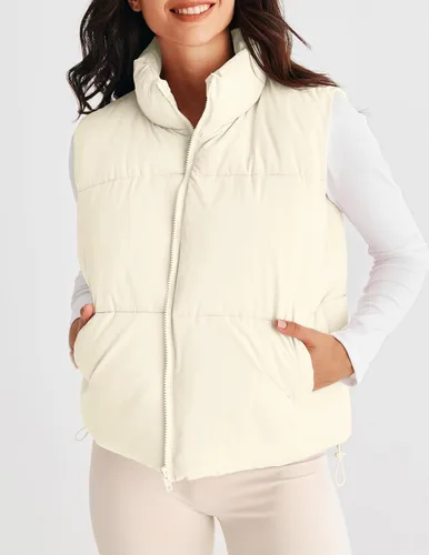 Miniatura 2 de MEROKEETY Chaleco acolchado para mujer, cuello alto, con cremallera, sin mangas, con bolsillos