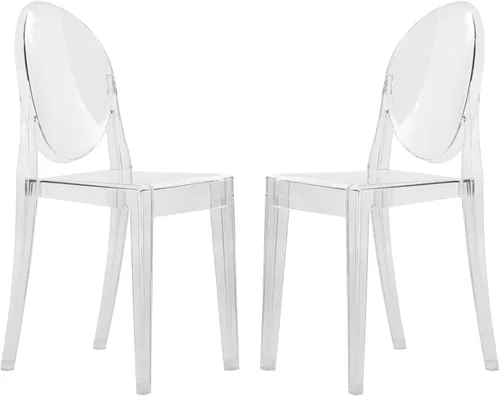 Marion - Silla de comedor de acrílico transparente, juego de 2