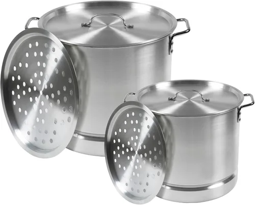 Miniatura 9 de IMUSA - Juego de vaporera de aluminio de dos piezas, 28Qt y 10Qt, plateado