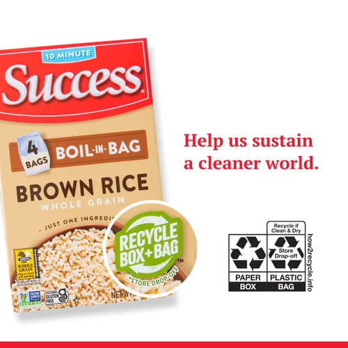 Miniatura 6 de Success Arroz hervido en bolsa, arroz integral, comidas de arroz rápidas y fáciles, caja de 14 onzas