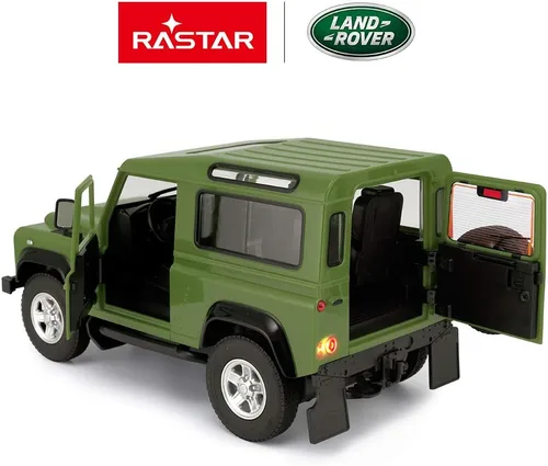 Miniatura 2 de RASTAR Land Rover Defender RC Car, modelo de juguete con control remoto Land Rover 1/14, puertas abiertas por manual, color verde