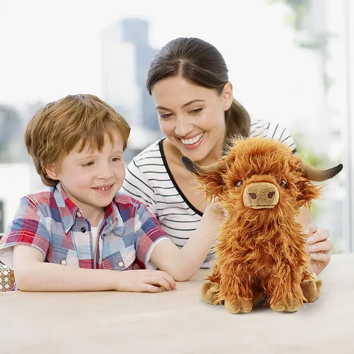 Miniatura 6 de Highland Cow - Animal de peluche realista de vaca escocesa, juguete de peluche suave de animales de granja, regalo para adultos, niños y niñas