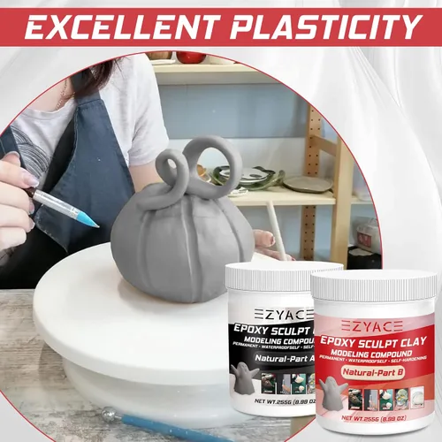 Miniatura 6 de Arcilla Epoxy, Arcilla Esculpida Mágica Epoxy, Compuesto de Modelado de 2 Partes (A & B) de Arcillas Esculpidas Mágicas Epoxy para Esculpir, Natural