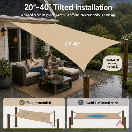 Miniatura 5 de ColourTree 6' x 6' Tamaño Personalizado Beige TADS9.5 Toldo Cuadrado Impermeable UPF50 Toldo de Sombra, 95% de Bloqueo UV y Resistente al Agua