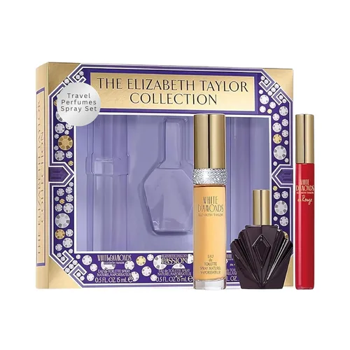 Elizabeth Taylor Fragrance Collection Eau de Toilette - Juego de 3 piezas para mujer (diamantes blancos, pasión, diamantes blancos y rojos)