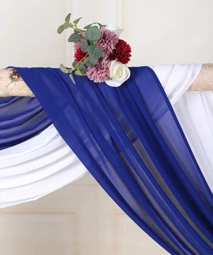 Miniatura 6 de 2 paneles de gasa cortinas de tela para bodas, paneles de cortina de telón de fondo, decoración de ceremonia de recepción