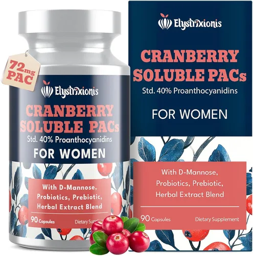 72 mg PAC, pastillas de arándano para mujeres, extracto de jugo de arándano orgánico más 1000 mg de D-manosa, apoya la salud del tracto urinario,