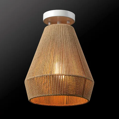Miniatura 11 de Globe Electric 65894 Lámpara de techo empotrada de 1 luz, blanco mate, pantalla de cordel