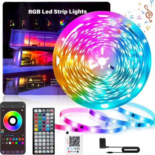 Ledagic - Tira de luces LED para dormitorio de 32.8 pies, 300 LED RGB, tira de luces LED que cambian de color con sincronización de música, tira de