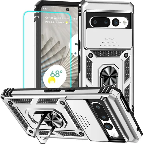 Miniatura 22 de HNHYGETE Funda para Pixel 6a con protector de pantalla HD, soporte giratorio de grado militar de 360° (resistente) a prueba de golpes para Google