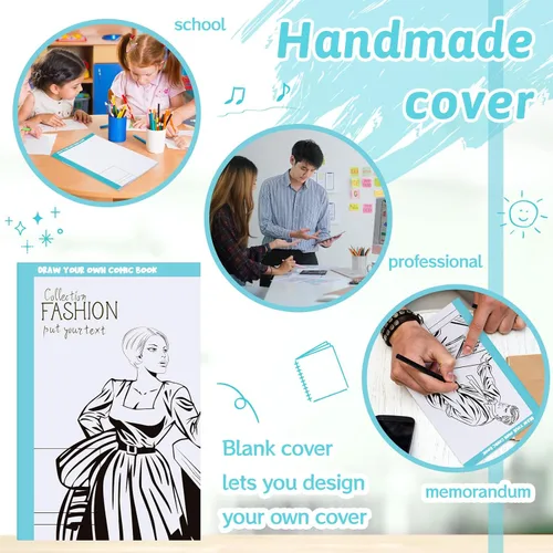 Miniatura 4 de Harloon 3 piezas de cómics en blanco de 6.6 x 10 pulgadas con paneles, dibuja tú mismo, plantillas de dibujos de cómics, diseños variados, diseños