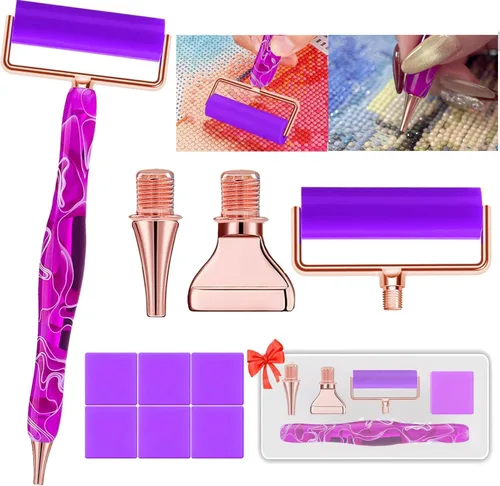 Miniatura 6 de Heyseri Juego de 14 herramientas de accesorios para bolígrafos de pintura de diamante, exquisitas puntas de metal de acero inoxidable, bolígrafo Oro
