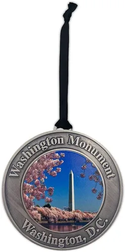 Miniatura 3 de Washington, D.C. Monumento en flor de cerezo y monumento conmemorativo colgante de aluminio 3D con cinta (Washington Monument)
