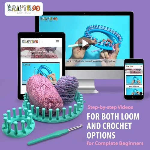 Miniatura 3 de CRAFTILOO Kit de Telar para Tejer y Ganchillo para Niños Kit de Ganchillo para Principiantes Kit de Tejer para Principiantes Telar de Tejer Kits