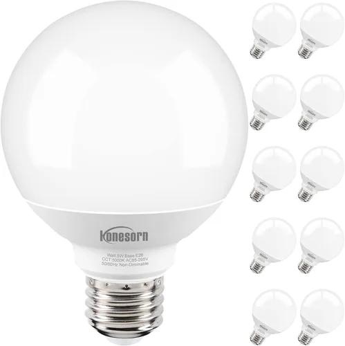 Miniatura 9 de Honesorn Bombilla de tocador equivalente a 60 W, base E26 blanca cálida de 2700 K, luz redonda para baño, bombillas LED G25 para espejo de tocador