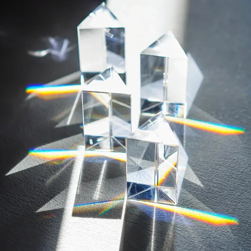 Miniatura 3 de QFkris Prismas triangulares de vidrio óptico, 12 piezas, 1.969 in/2 pulgadas de cristal equilátero, juego de prismas para enseñar fotografía