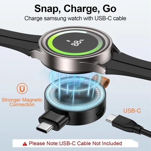 Miniatura 3 de Cargador de reloj Samsung para Samsung Galaxy Watch 8 7 Ultra 6 5 4 Watch8 Classic 3.5W magnético portátil Galaxy Smartwatch cargador USB C
